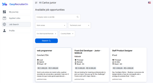 EasyRecruiterOn Screenshot