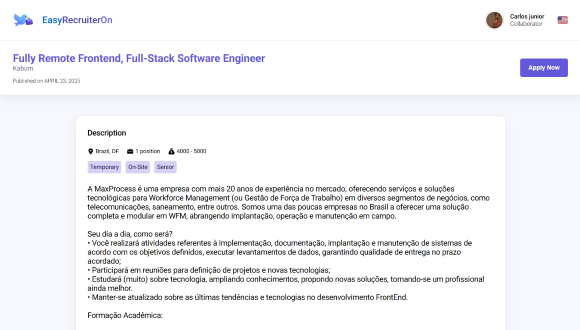 EasyRecruiterOn Screenshot