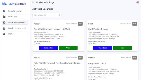 EasyRecruiterOn Screenshot