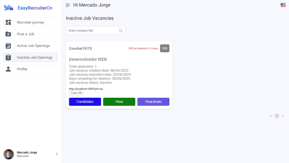 EasyRecruiterOn Screenshot